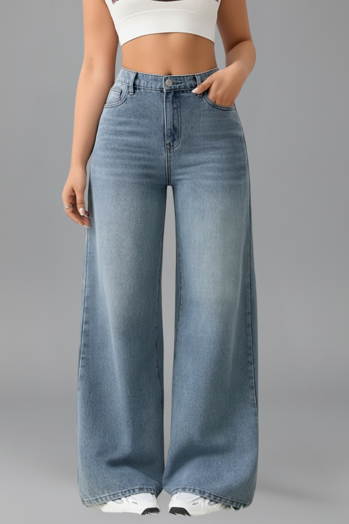 Tavara | Women's Baggy High-Waist Wide-Leg Jeans - Light Blue - Image 2