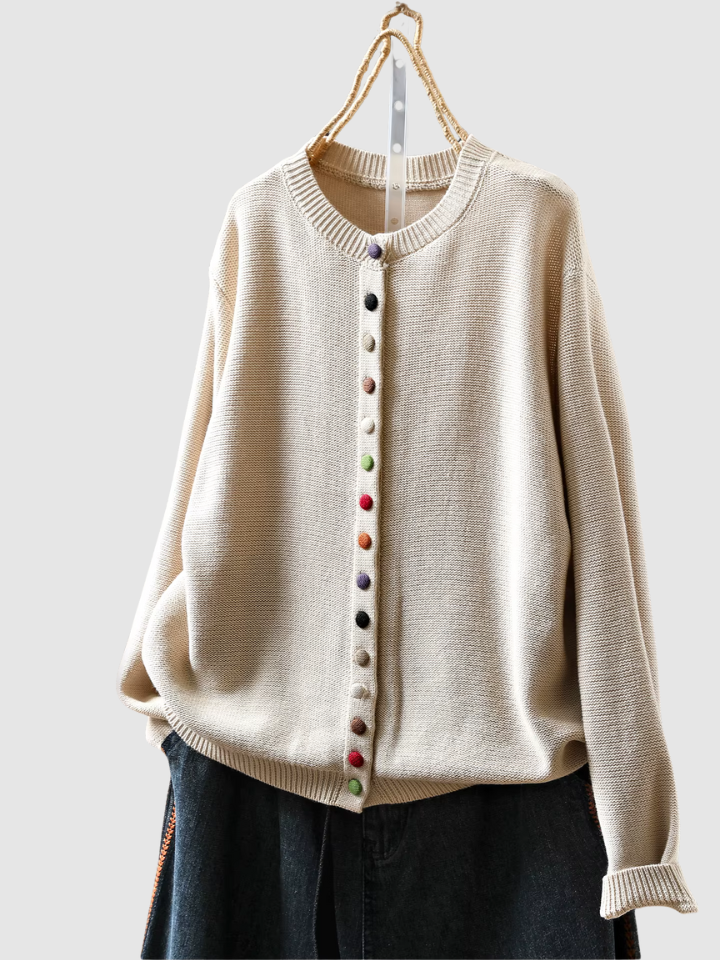 Tavara | Women's Knit Button-Front Cardigan - Red - Image 2