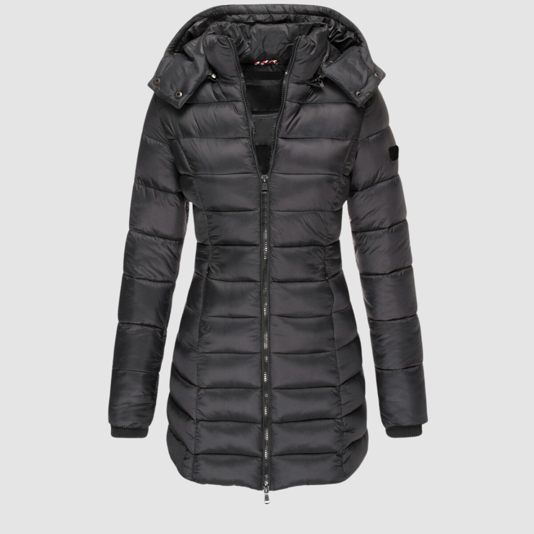 Telvara | Women's Hooded Puffer Jacket Winter Coat - Dark Grey - Image 1