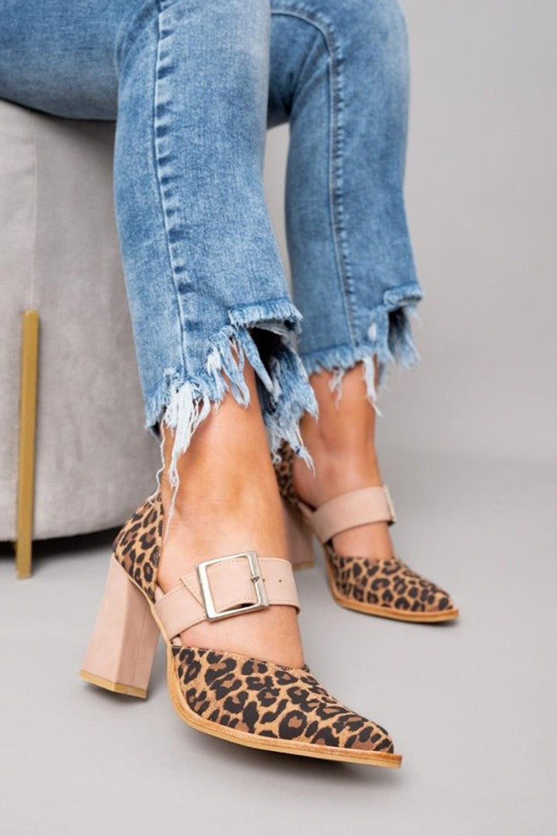 Tessa | Women's Leopard Block Heel Sandals - Image 1