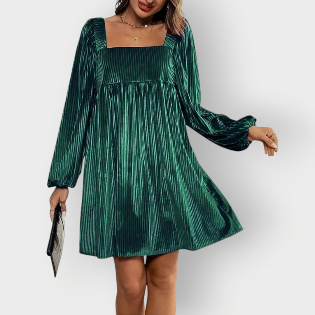 Thalassa | Women's Square Neck Long Sleeve Mini Dress - Image 1