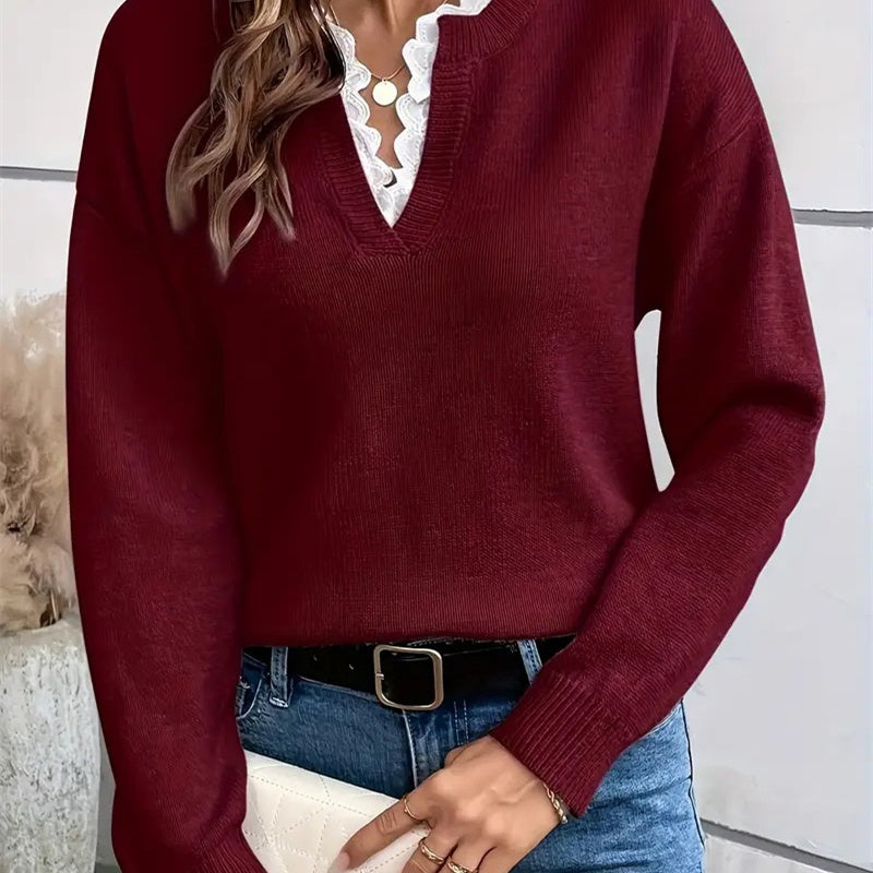 Thalia | Women's V Neck Long Sleeve Sweater - Image 2