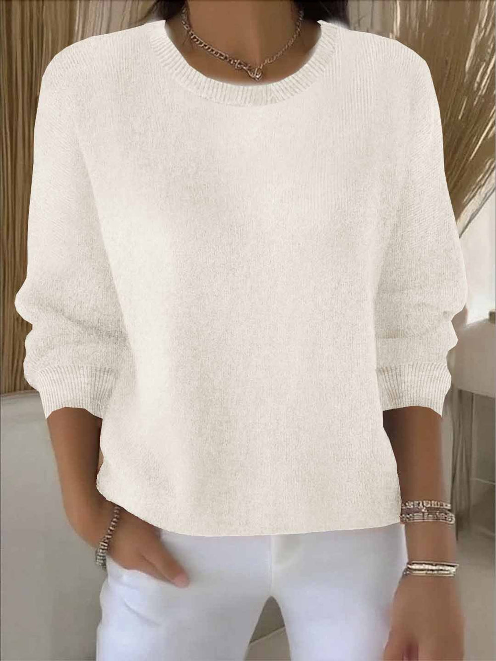 Theodesia | Women's Round Neck Long Sleeve Pullover Sweater - Image 2