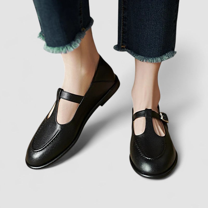Theodora | Women's Black Mary Jane Low Heel Shoes - Image 1