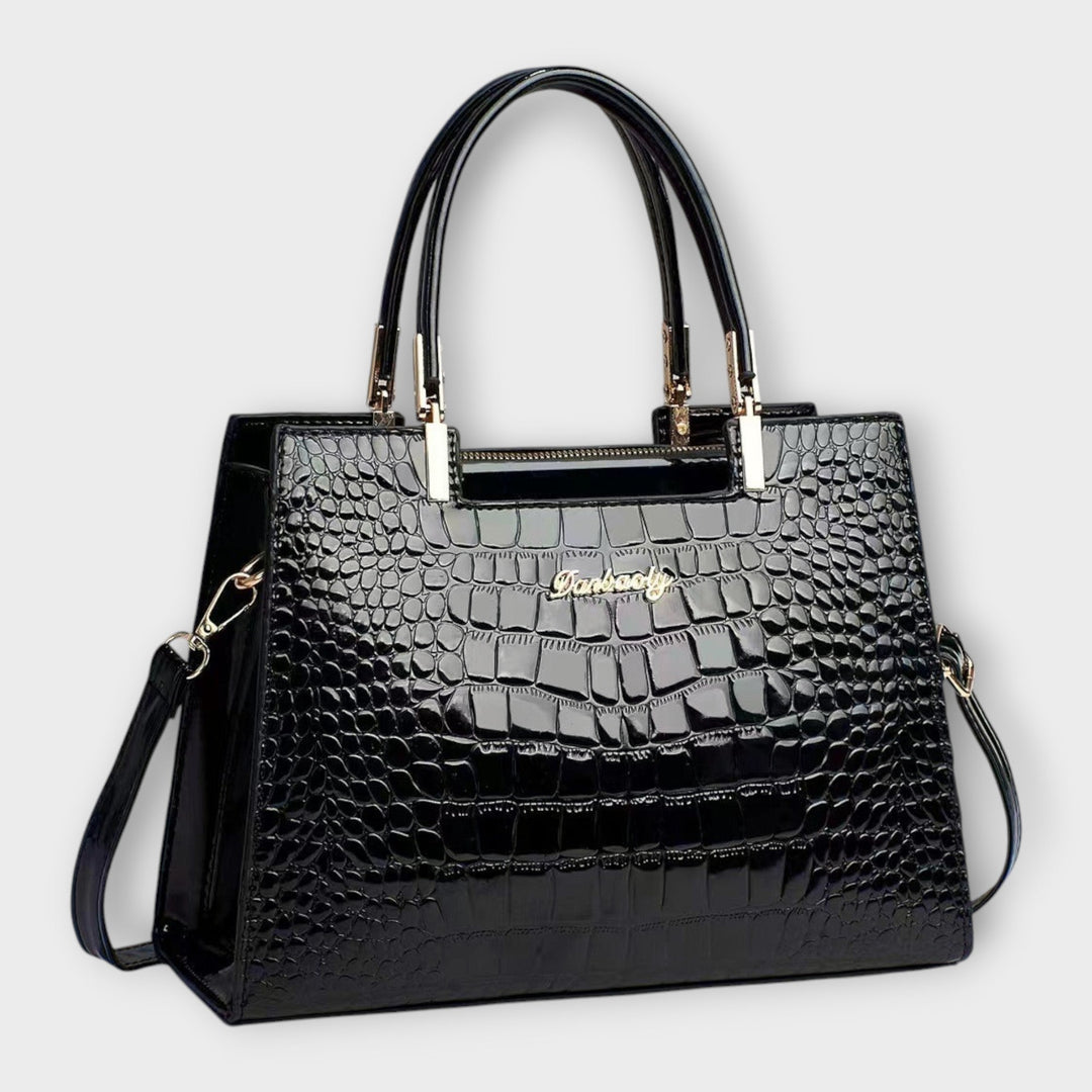 Theodora | Women's Croc Embossed Structured Handbag - Image 1