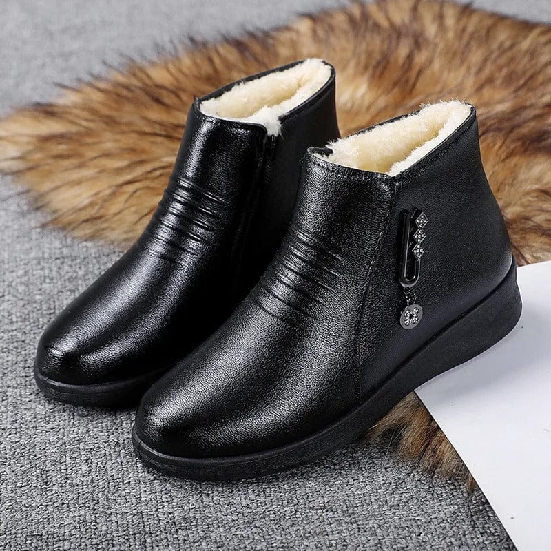 Thessaline | Women's Fleece-Lined Winter Ankle Boots - Black - Image 2