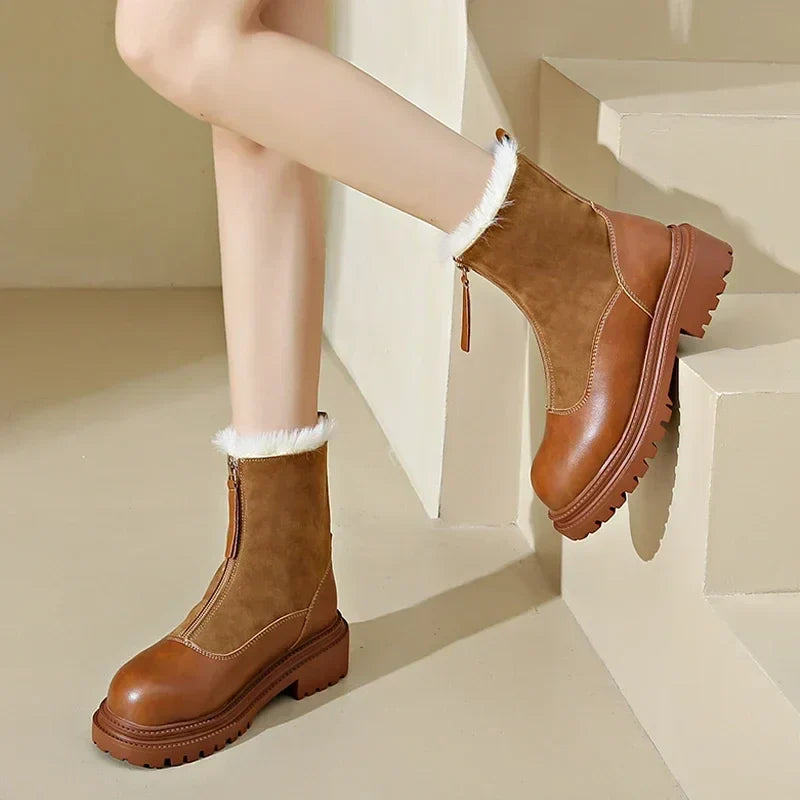 Thessaly | Women's Faux Fur-Lined Winter Boots - Brown - Image 1
