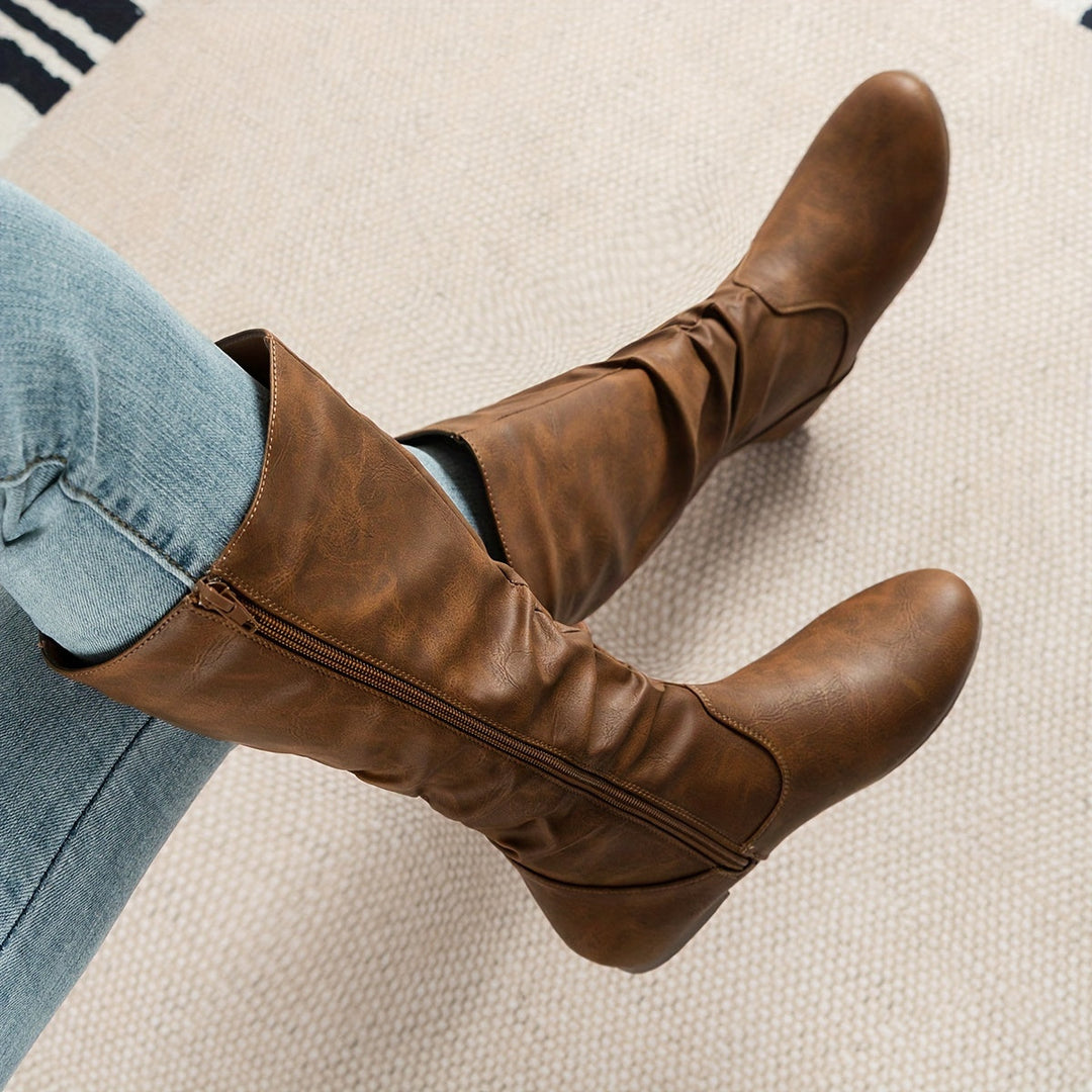 Thessaly | Women's Knee-High Slouch Boots - Brown - Image 1