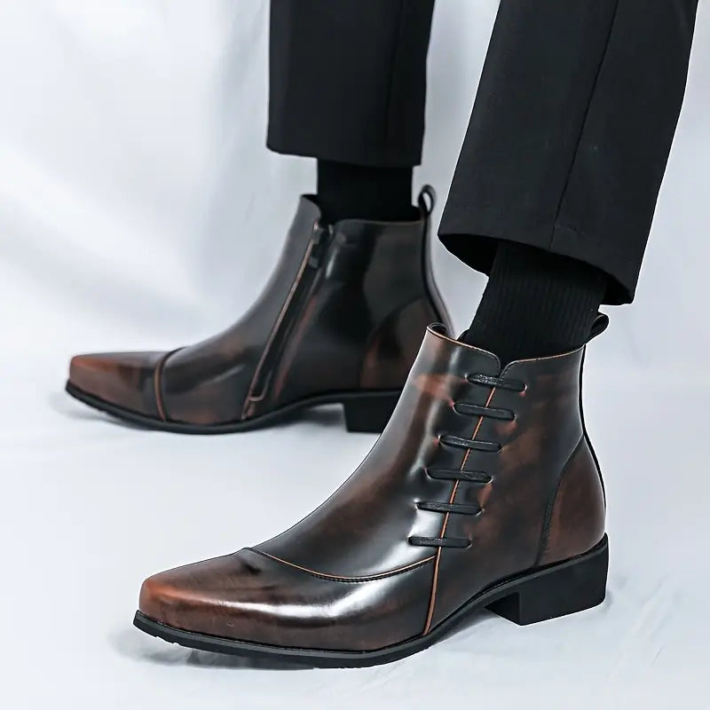 Thorne | Men's Chelsea Boots Square Toe Ankle Boot - Dark Brown - Image 1