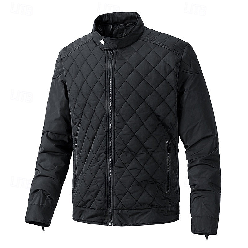 Thornvale | Men's Quilted Stand Collar Winter Jacket - Black - Image 1