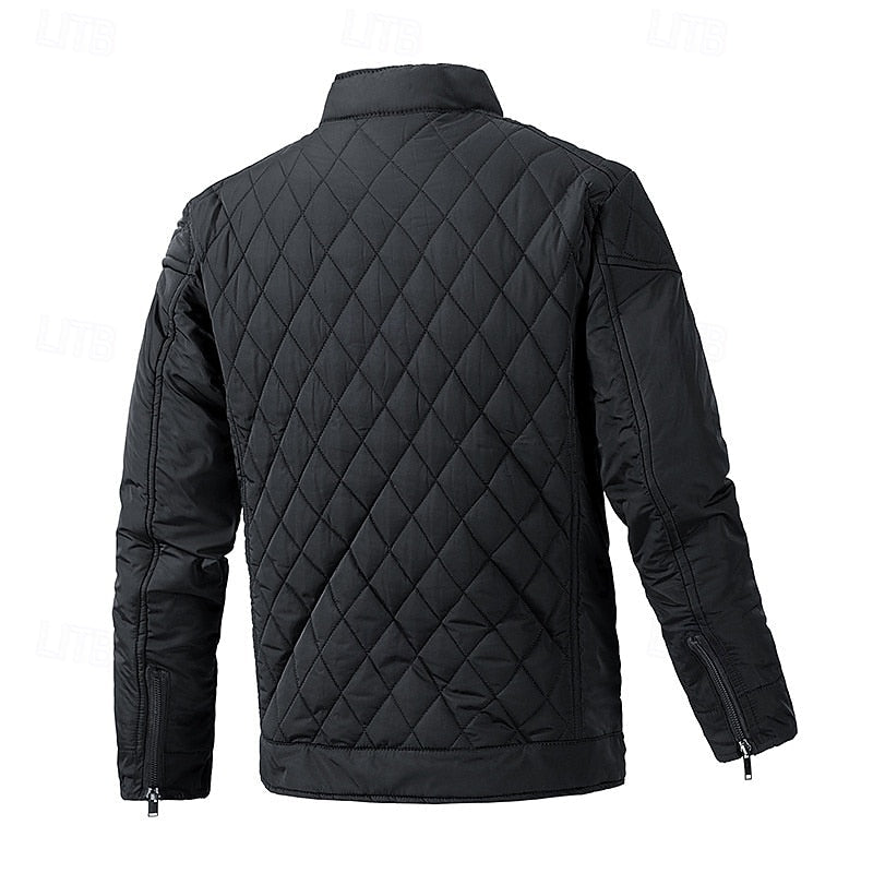 Thornvale | Men's Quilted Stand Collar Winter Jacket - Black - Image 2