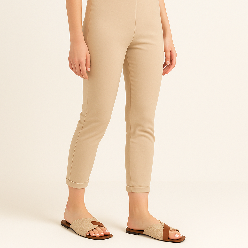 Tilda | Women's Square Toe Slides - Beige - Image 1