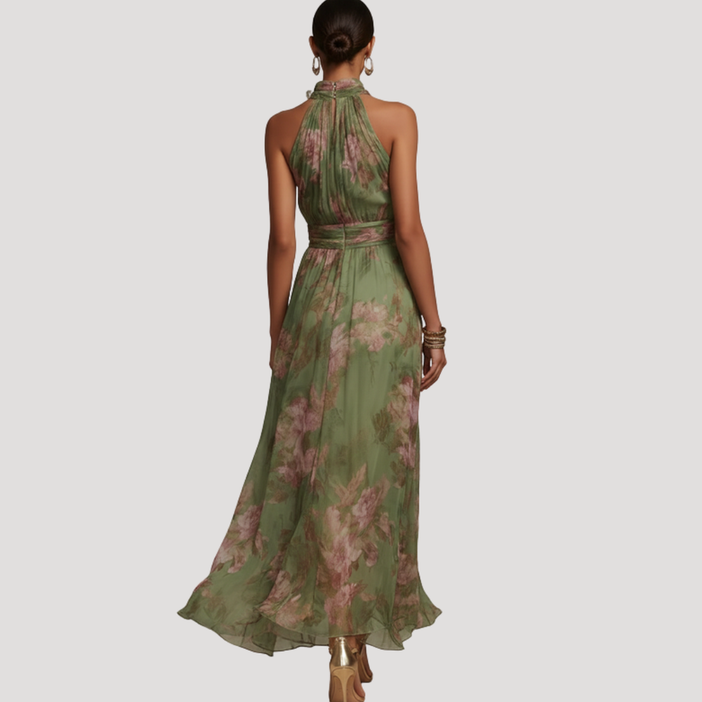 Tindra | Women's Floral Halter Neck Maxi Dress - Floral - Image 2