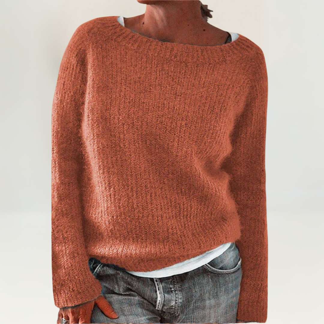 Tivara | Women's Relaxed Fit Knit Pullover Sweater - Orange - Image 1