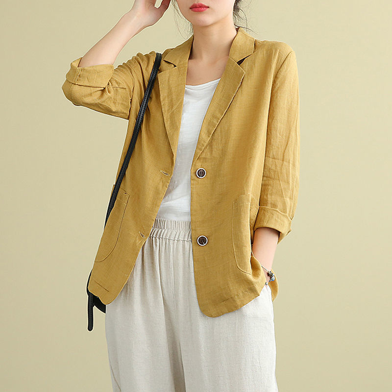 Tivona | Women's Tailored 3/4 Sleeve Casual Blazer - Light Blue - Image 2