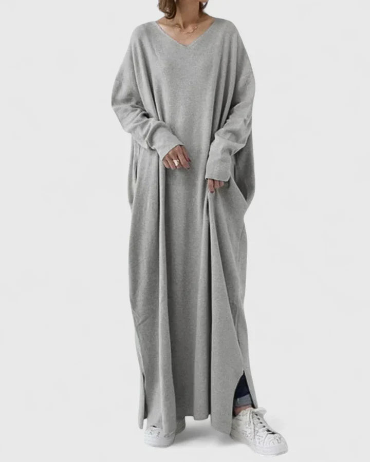 Varnelle | Women's Relaxed Fit Maxi Sweater Dress - Light Grey - Image 1
