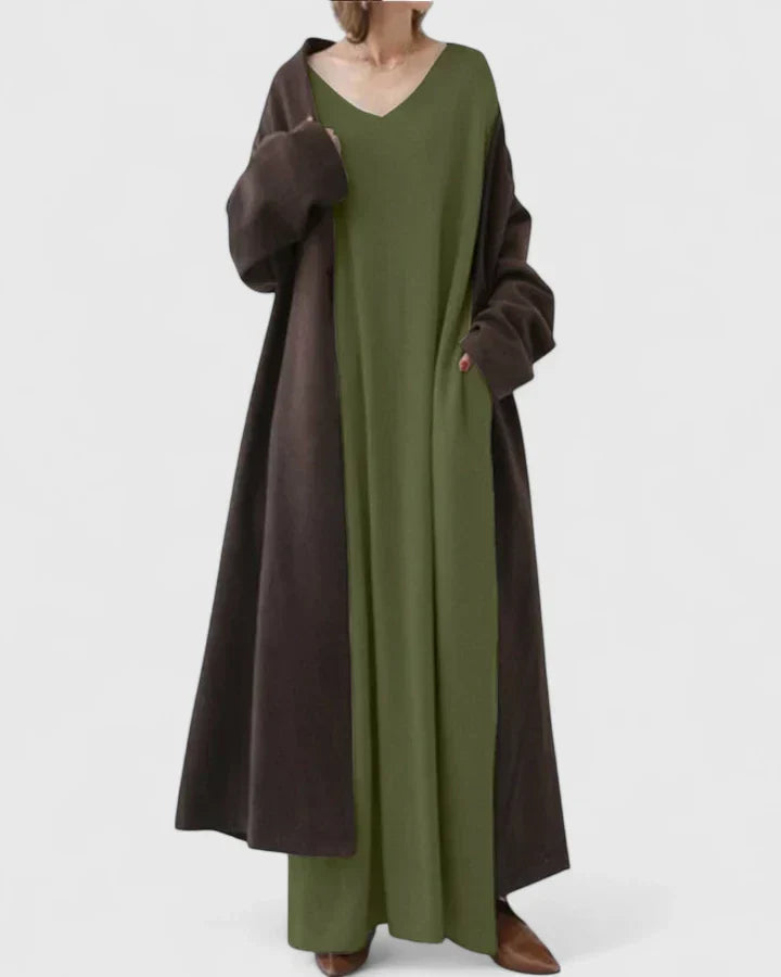 Varnelle | Women's Relaxed Fit Maxi Sweater Dress - Light Grey - Image 2