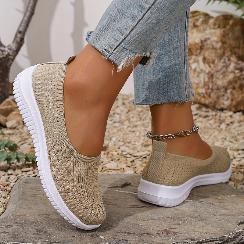 Veldara | Women's Slip-On Sneakers Knit Walking Flats - Image 1