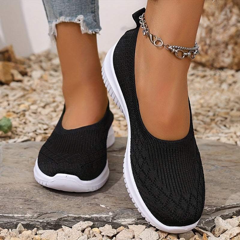 Veldara | Women's Slip-On Sneakers Knit Walking Flats - Image 2