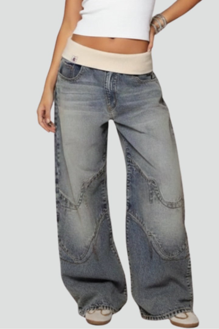 Veldora | Women's Baggy Wide-Leg Jeans - Blue - Image 2
