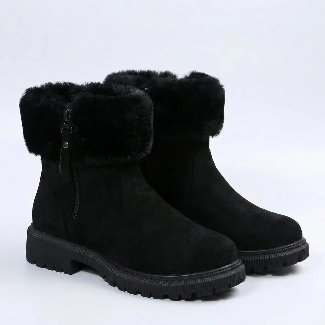 Veldwin | Women's Winter Boots Faux Fur Ankle - Black - Image 1