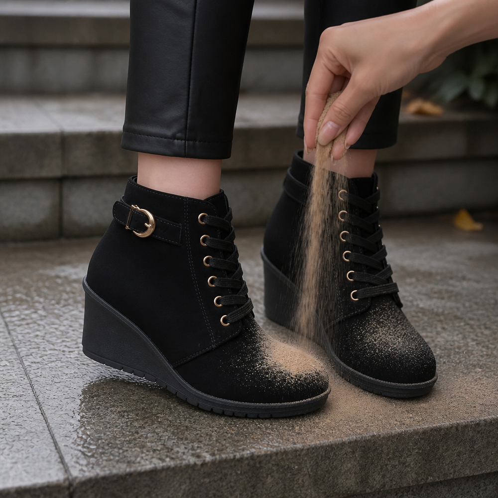 Velindra | Women's Wedge Ankle Boots - Black - Image 2