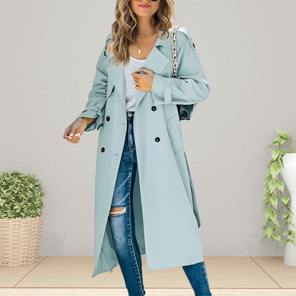 Velmara | Women's Double-Breasted Trench Coat - Image 2