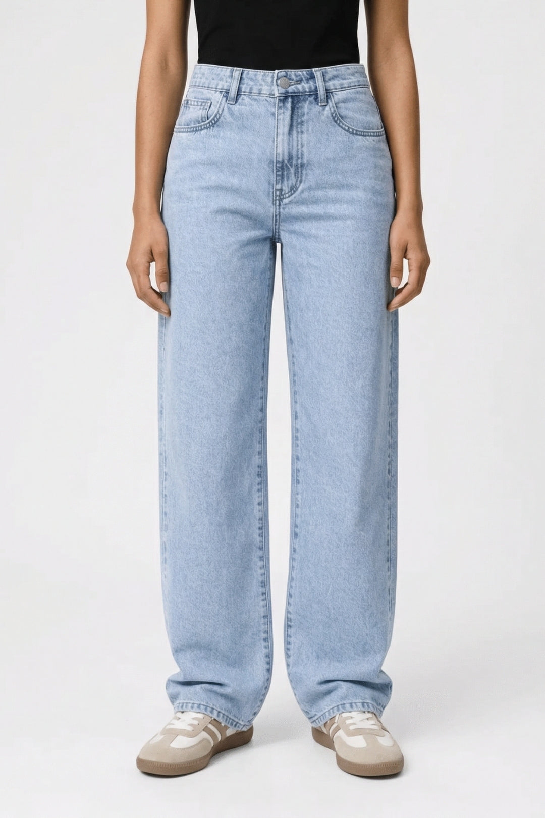 Velsprey | Women's Baggy Jeans High Waist Wide Leg - Light Blue - Image 1