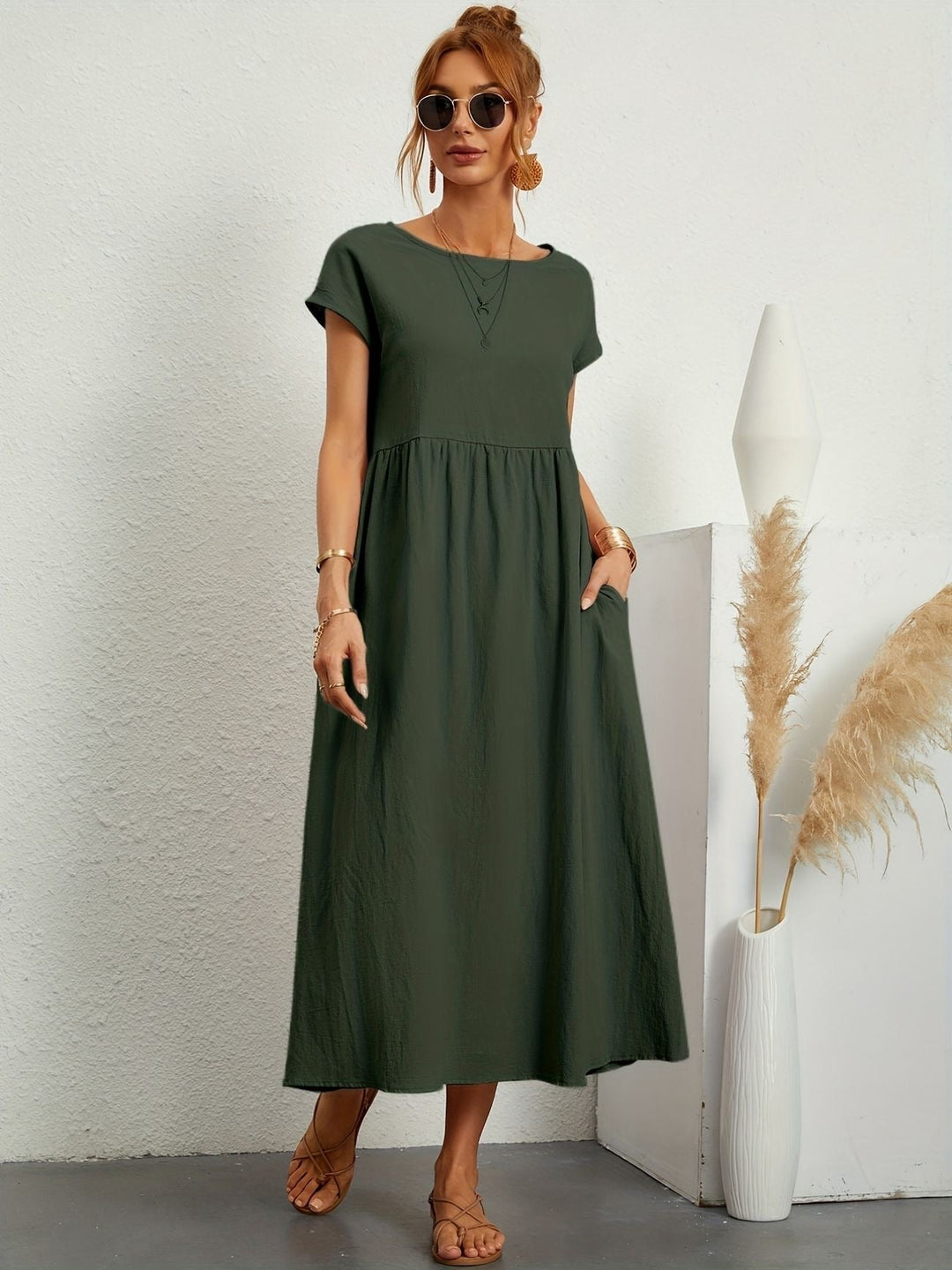 Vialette | Women's Short Sleeve Midi Dress - Image 1