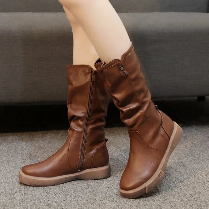 Vornara | Women's Winter Boots Mid-Calf Slouchy - Brown - Image 1