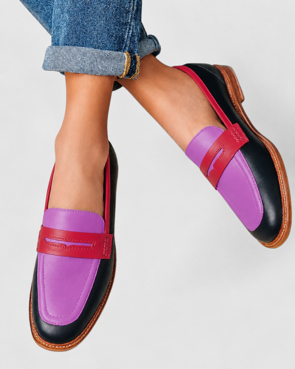 Vyndelle | Women's Colourblock Slip-On Loafers - Image 2