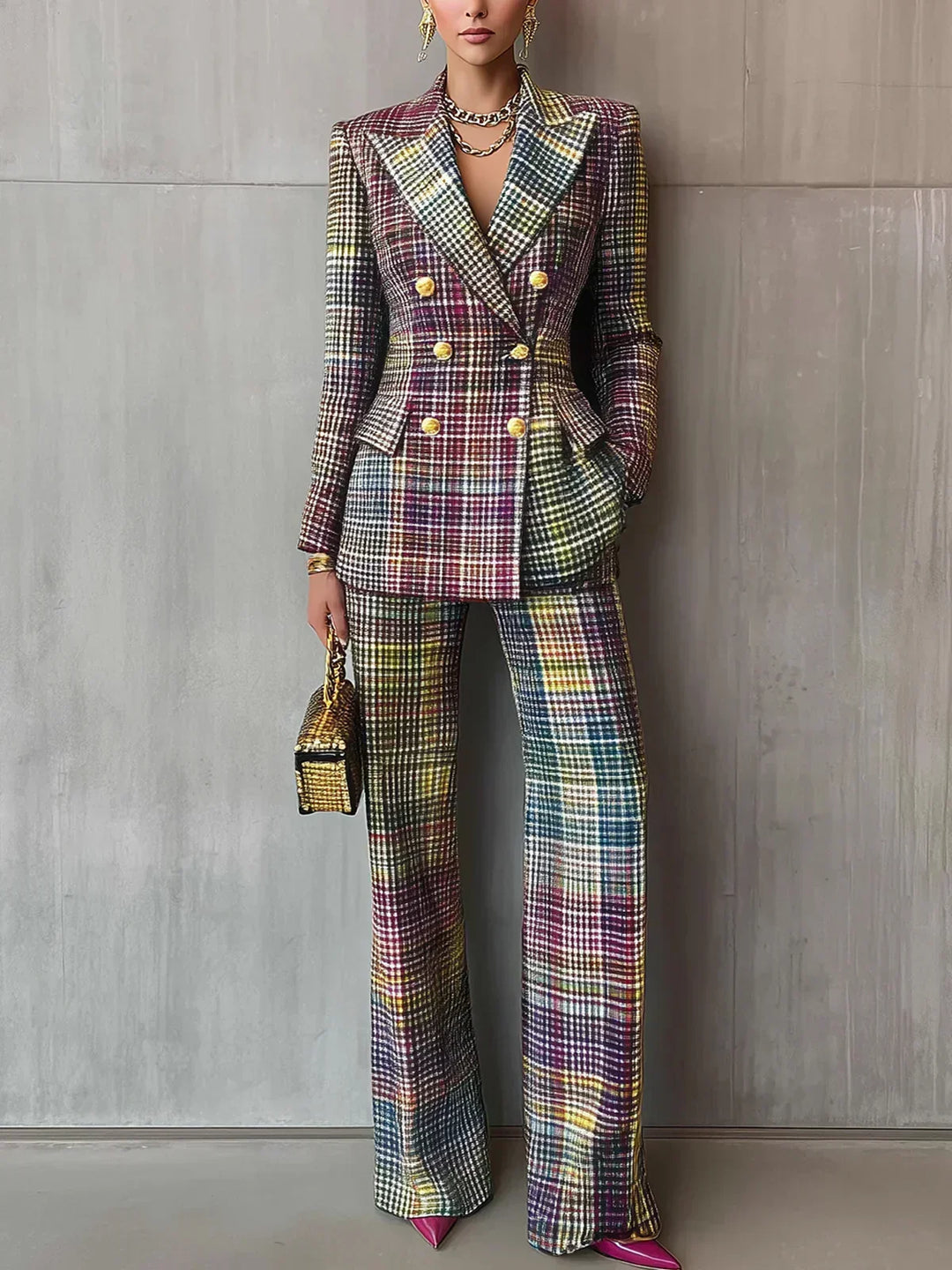 Waverly | Women's Plaid Double-Breasted Suit Set - Image 1