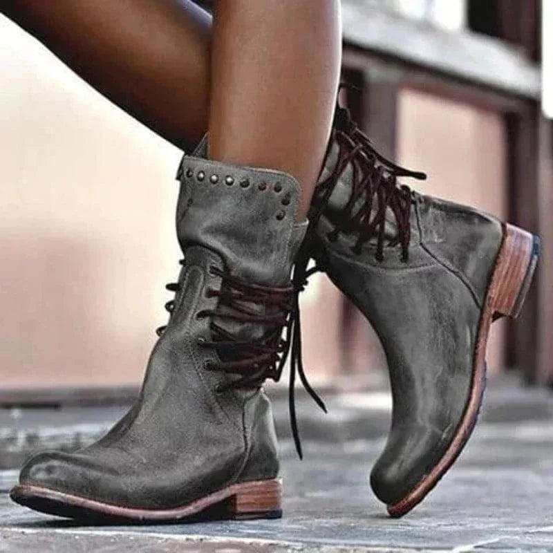 Wren | Women's Lace-Up Leather Ankle Boot - Camel - Image 2