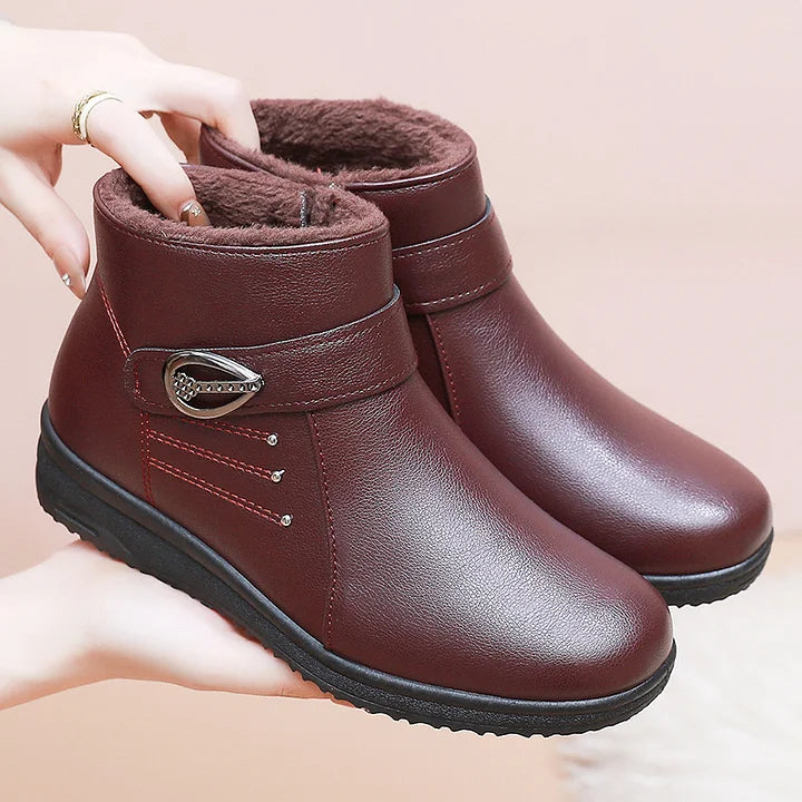 Wyndra | Women's Fleece-Lined Winter Ankle Boots - Dark Brown - Image 2