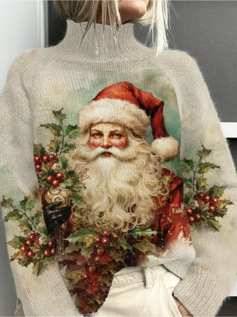 Wynona | Women's Christmas Mock Neck Long Sleeve Sweater - Image 1