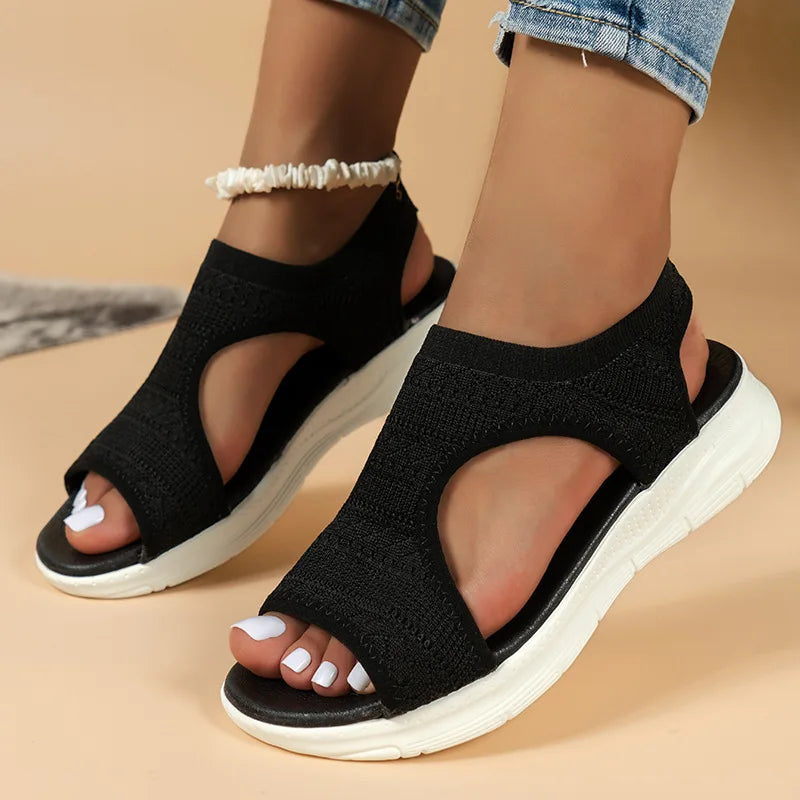 Zephyra | Women's Open Toe Slip-On Sport Sandal - Black - Image 1