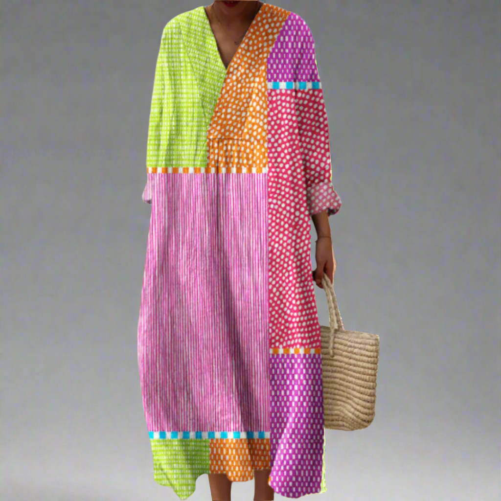 Zinnia | Women's Colorblock Geometric Maxi Dress - Image 1