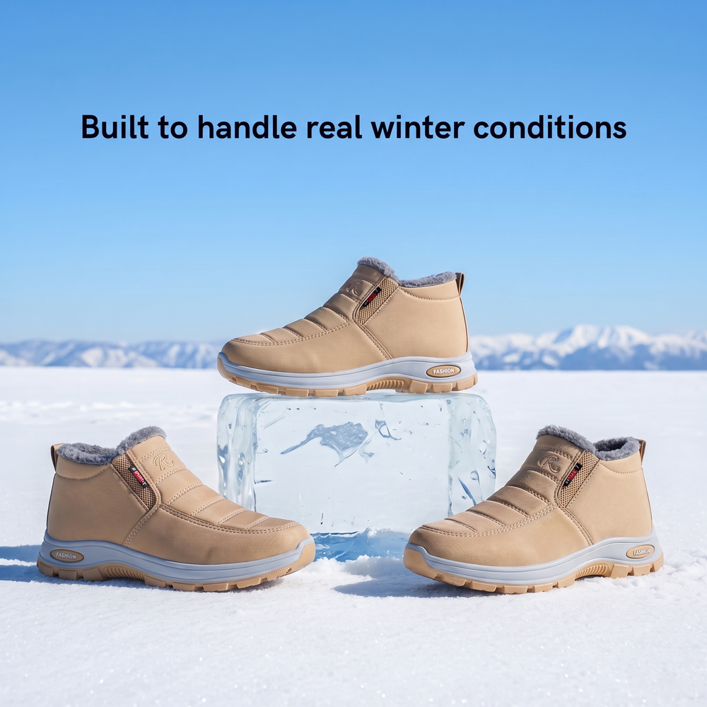 Zivara | Women's Slip-On Fleece-Lined Winter Boots - Beige - Image 2